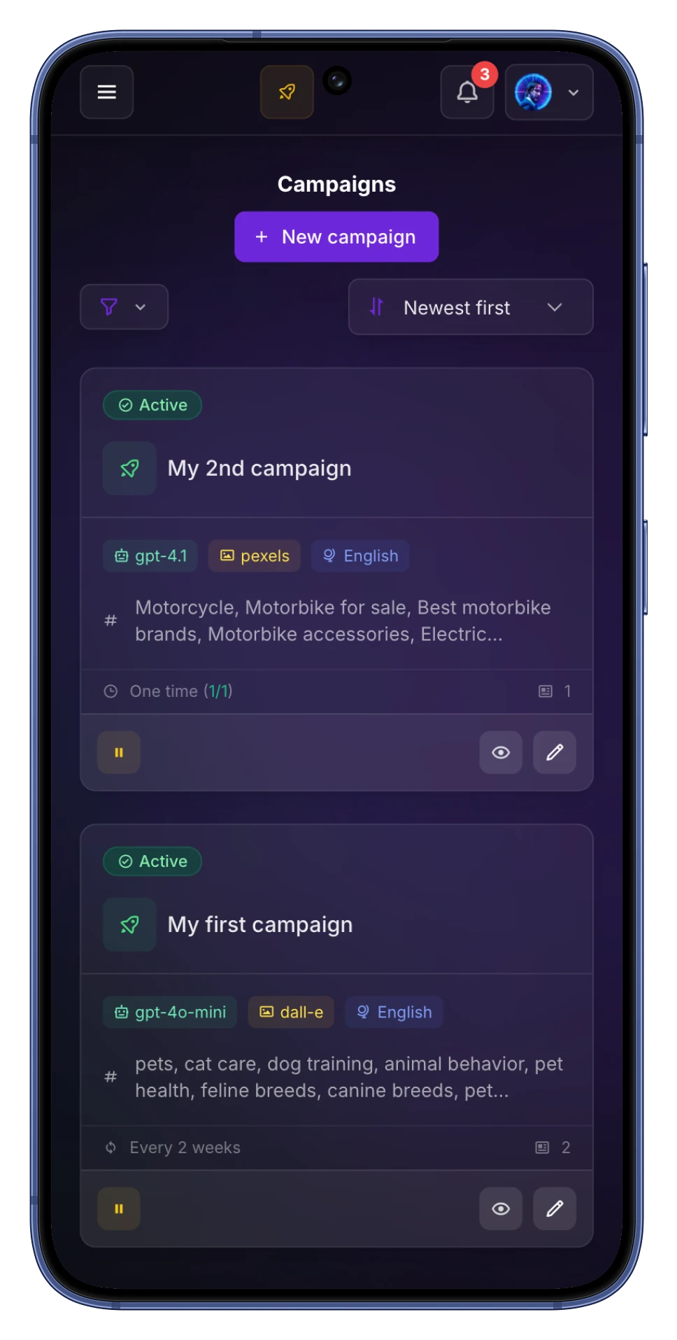 Mobile app campaigns